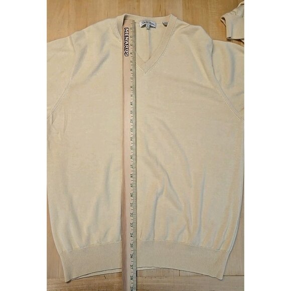 VTG Peter Millar V Neck Sweater Mens Size Large Yellow Silk Cashmere Blend - Picture 5 of 7